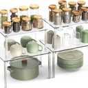 4Pack Acrylic Cabinet Organizer, Clear Cabinet Organizer Shelf, Spice Rack Organizer for Cabinet for Dishes, Spices, Soda Cans and Bottles, Stackable Shelves House Essentials for Gift