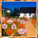 Jetec 18 Pieces Thanksgiving Day Pumpkin Yard Sign Outdoor Yard Stakes Pumpkin Sign with Stakes Plastic Waterproof Lawn Decorations(Orange,Pink)