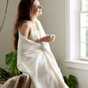Bedsure GentleSoft 100% Cotton Large Throw Blanket for Couch 50x70 inches - Breathable and Lightweight, Soft Cozy Herringbone Woven Cotton Throw for Summer, Cream Office Chair Blanket, Cream