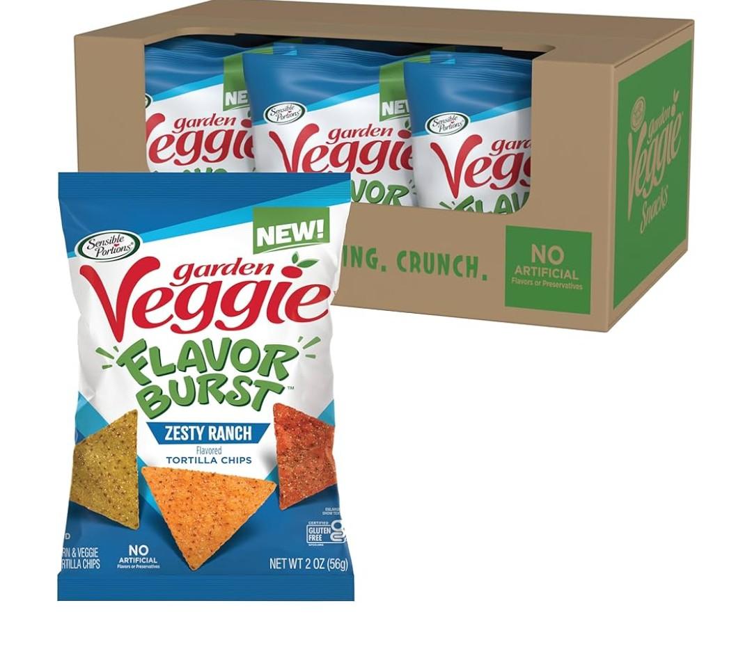 Sensible Portions Garden Veggie Flavor Burst Tortilla Chips, Ranch, 2 Oz (Pack of 12) Best Before Sep. 17, 2025