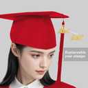 6pcs Graduation Caps Unisex Adult Matte Caps with Tassels in Same Color Detachable Golden Year Charm 2025 2026 (Red)