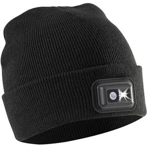 Panther Vision LED Hat Light - POWERCAP 2.5 USB Rechargeable LED Beanie Light Hat - Bright LEDs and IPX4 Water Resistance Gifts for Dad Father Men Husband Warm Knitted Cap - Black
