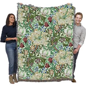 Pure Country Weavers William Morris Golden Lily Blanket - Arts & Crafts - Gift Tapestry Throw Woven from Cotton - Made in the USA (72x54)