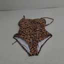 SUUKSESS Women One Piece Tummy Control Swimsuit Crisscross Backless Bathing Suit (Medium, Leopard)