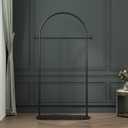 Black Arched Garment Rack with Marble Base, Freestanding Metal Clothing Rack for Bedroom,Entryway or Boutique, Modern Heavy Duty Coat Rack