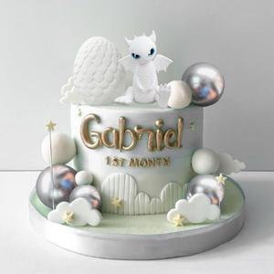 Dragon Cake Topper Dragon Eggs Cake Decor Include Silver Balls Cake Decor for Fantasy Baby Shower Birthday Wedding Party Supplies Dragon Eggs Party Favor