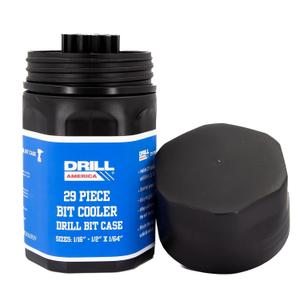 Drill America Empty Drill Bit Index/Case, Holds 29 Sizes, Round Plastic Bit Cooler, 1/16-1/2 by 64ths