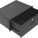 RIVECO 4U Locking Server Cabinet Case 19 Rack Mount Drawer Lockable Deep Rack Drawer Black
