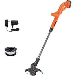 BLACK+DECKER 20V MAX Weed Wacker Cordless String Trimmer Edger Lawn Tool, 10-Inch Electric Weed Eater with Automatic Feed Spool, Ergonomic, Battery and Charger Included (LST201)