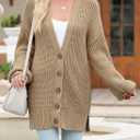 SHEWIN Womens Oversized Long Cardigan Sweaters Open Front Button Long Lantern Sleeve Knit Chunky Sweater Outerwear Coats (Small)