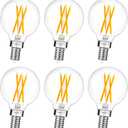 G16.5 LED Bulb 2700K Warm White, E12 Candelabra LED Light Bulb Dimmable, 6W, 60 watt Equivalent, Globe Light Bulbs for Ceiling Fan, Chandeliers, 90+CRI 600LM, 6 Pack