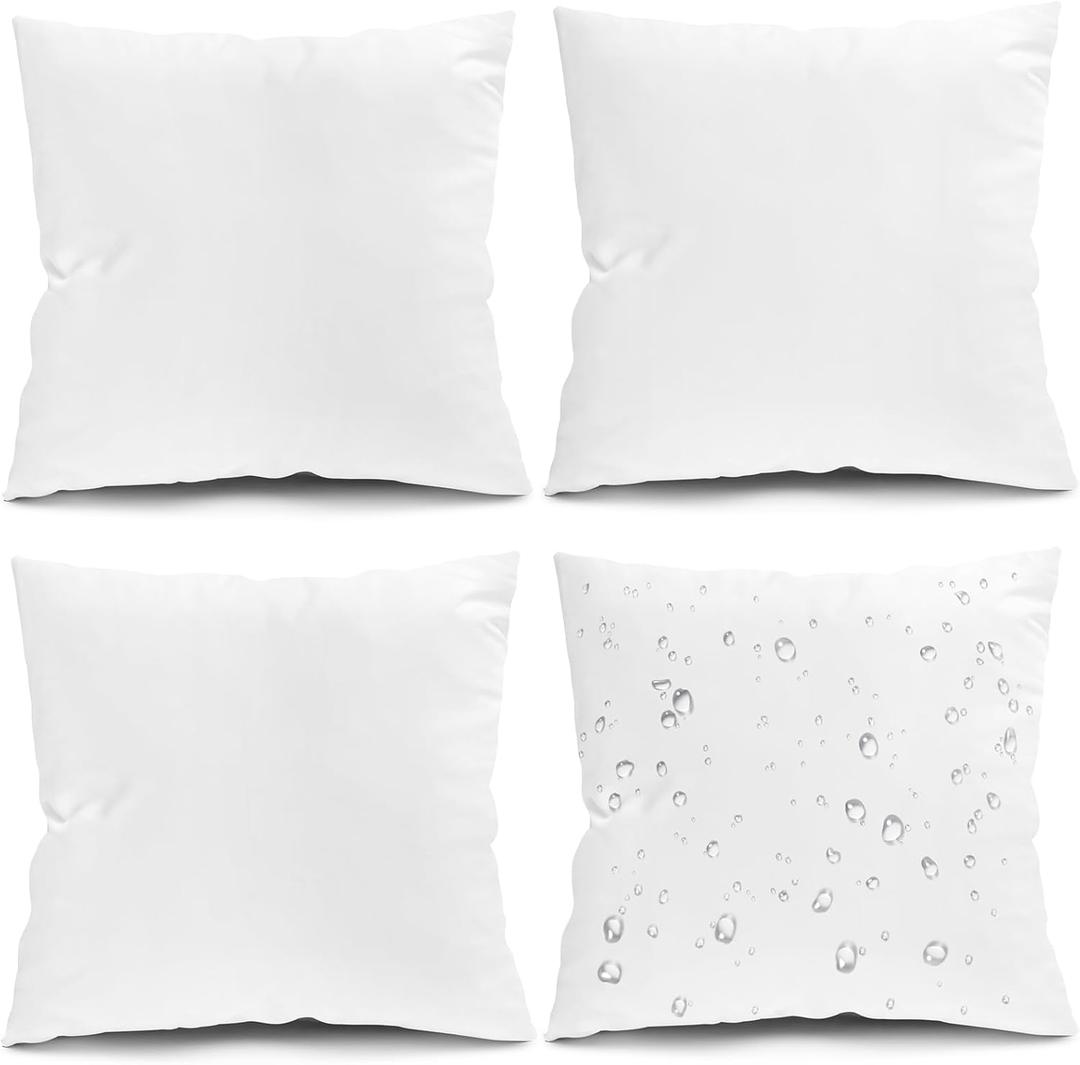 Fixwal Outdoor Pillow Inserts, 24x24 Inch Waterproof Pillows Inserts, 4 Pack Pillow Form for Patio, White