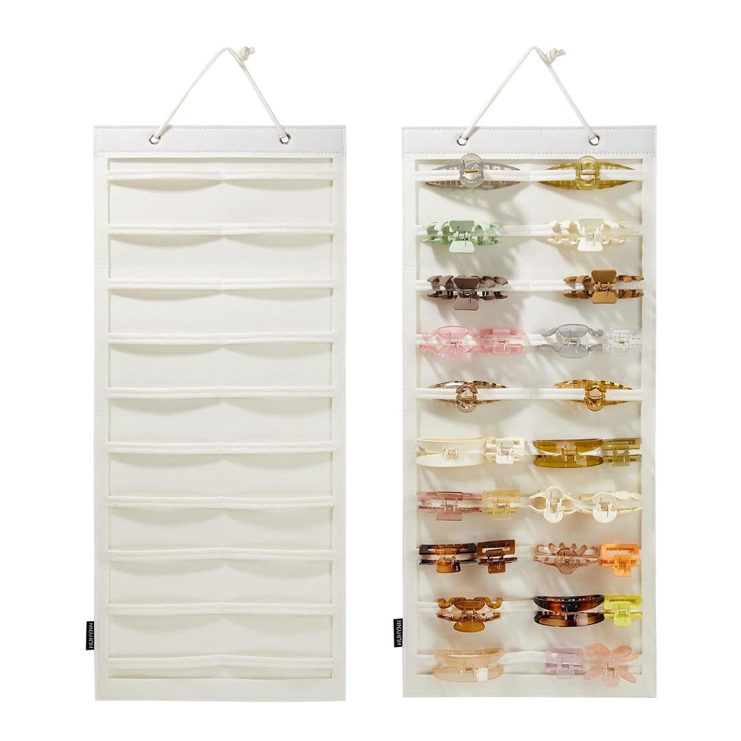 Hanging Hair Claw Clips Organizer, Claw Clips Organizers and Storage for Women Girls, Hair Claw Clips Holder for Wall, Door, Closet(NO ACCESSORIES INCLUDED)(Beige)