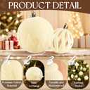 18Pcs Velvet Christmas Tree Ornaments Set, White Shatterproof Flocked Christmas Decorations Bulk for Tree, Classic Decorative Hanging Ball Ornaments for Xmas Holiday Home Party Decor (Beige)