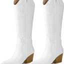 Arromic Cowboy Boots for Women Comfortable Womens Embroidered Western Cowgirl Knee High Boots Pointed Toe Zipper Chunky Heel Country Outfit Retro Tall Boots 10
