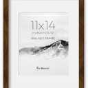 Fun Memories 11x14 Picture Frame - Solid Walnut Wood 11x14 Frame with Mat for 8x10 Photos, 11 By 14 Poster Wood Wall Frame, Horizontal or Vertical Wall Mounting, Natural Walnut