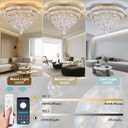 24" Gold Crystal Flush Mount Chandelier Modern LED Ceiling Light Fixture