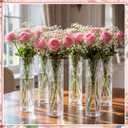 100 Pcs Plastic Bud Vases in Bulk Clear Small Flowers Vases for Centerpieces Wedding Decorations Home Banquet Formal Dinners Party Table Decor Office Ornaments (1.2 * 5.5inch,Pattern)