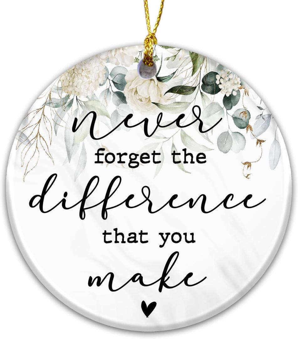 9 x Thank You Gift Ornament 2025, White Elephant Exchange  Never Forget The Difference That You Make Keepsake  Appreciation Gift Ornament for Teachers, Nurses, Friends, Volunteers, Coworkers