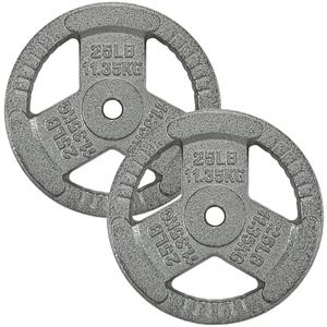 Cast Iron 1-Inch Standard Weight Plate for Strength Training & Weightlifting, 25lb pair