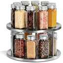 Sagler 2 Tier Lazy Susan Organizer - 360-Degree Stainless Steel Turntable Cabinet Storage for Kitchen, Pantry, Bathroom - Rotating Spice Rack with 2 Round Trays for Food, Seasoning Sagler