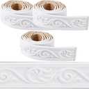 CRASPIRE 266 x 2in Crown Molding 88.6in/Roll Peel and Stick Foam White Self Adhesive Flexible Trim 3D Sticky Vintage Decorative Wallpaper Border Wall Edging Baseboard Mirror Border Lines DIY Decor