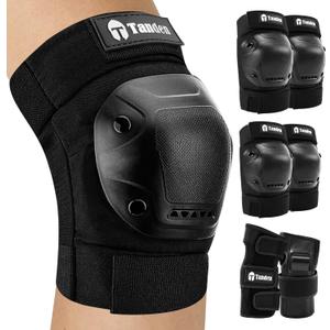 Skateboard Protective Gear Knee Pads and Elbow Pads Set, Elbow and Knee Pads for Roller Skating Wrist Guards Skateboarding Pads (Child (3-9 years), Black)