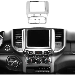 RT-TCZ for RAM Navigation Panel Dash Air Conditioning Vents Trim Cover for Dodge RAM 2018 Up Chrome Interior Accessories (Silver)