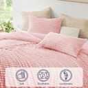 EXQ Home Fluffy Comforter Set Twin Size - Super Soft Faux Fur Stripe Jacquard Comforter 1 Pieces, Pink Fleece Bedding Set,Winter Warm Bed Set,1 Comforter with 1 Pillowcase