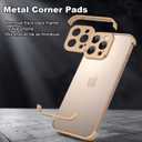 Metal Frameless Phone Case Compatible with iPhone 16 Pro Phone Models Minimalist Bumper Shell (Metal-Coppery Gold)