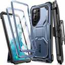 i-Blason for Samsung Galaxy S23 Ultra Case with Stand, [2 Front Frames] [Built-in Screen Protector] [Belt Clip Holster], Military-Grade Shockproof Rugged Phone Case for Samsung Galaxy S23 Ultra, Blue