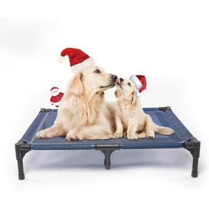 suddus Elevated Dog Bed for Medium Dogs, Dual Support Cooling Cot with Teslin Mesh, Portable Waterproof Pet Bed for Indoor/Outdoor Use, Large, 36x30x7 Inch, Blue