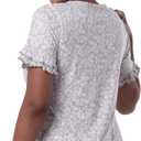 Lee Women's Cotton Ruffle Short Sleeve V-Neck T-Shirt (Gray, XL)