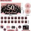 50th Birthday Decorations for Women, 32pcs 50th Birthday Party Decorations, Including Backdrop, Crown, Sash, banner, Hanging Swirl, Cake Topper, balloons, Paper Fans, Anniversary Card and paper fans