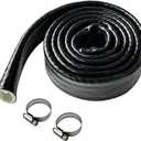 YAMAKATO 1" ID Heat Shielded Fire Thermo Armor Fire Sleeve Silicone Coated Fiberglass Heat Protection for Automotive Hose Lines & Electrical Wiring (Black, 3FT)