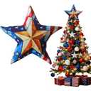 Patriotic Memorial Day 4th of July Christmas Tree Topper, 9 Inches Large Patriotic Memorial Day Independence Day Christmas Tree Decorations for Home Indoor Party