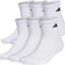 adidas Men's Athletic Cushioned 2 Pairs Quarter, Athletic Cushioned Quarter Ankle Socks for Men with Arch Support