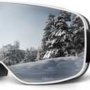 Lamicall Ski Goggles with 3X Anti-Fog - 100% UV Protection, OTG, Gifts for Skiing, Snowboard, Snowmobile, Men, Women (White Frame - Silver Lens)