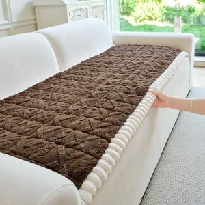 Fuzzy Couch Covers for Dogs, 27.6x82.7 Non Slip Thick Dog Couch Cover Protector, Plush Pet Couch Covers for Sofa Washable, Soft Sofa Cushion Slipcovers Pet Friendly (1PC, Brown)