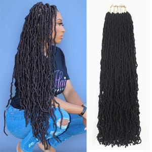 26 Inch Soft Locs Crochet Hair 7 Packs Faux Locs Crochet Hair Pre Looped Locs Braids Goddess Black Distressed New Crochet Locs for Black Women(26 Inch (Packs of 7), 1B#)