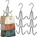 TOPIA HANGER Purse Hanger Organizer for Closet, 2-Pack Handbag Organizer Hanger, 360Swivel Metal Purse Hooks, Bag Rack, Belt Organizer, Tie Rack, Scarf Hanger, Bag Storage Organizer, Black