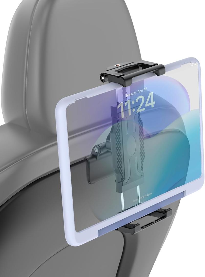 Headrest Tablet Holder for Tesla Model 3/Y/S/X [Thick Case Friendly] Tesla Seat Anchor Backseat Mount, Road Trip Essentials for Kids, Fits 5.5-15.6" iPad Pro/Air/Mini, Galaxy Tab, Fire Tablets