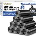 T.FORING 30-35 Gallon Trash Bags Heavy Duty 1.5 Mil - 35" x 37" 100 Count Large Black Garbage Bags 30+ Gallon Strong Plastic Trash Can Liners for Home Kitchen Commercial Lawn and Leaf