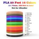 16-Color 320ft PLA 3D Pen Filament Refills - 1.75mm, Kids Safe, 250 Stencils eBook - for SCRIB3D P1 and MYNT3D Pens
