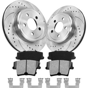 Anpulsero Brake Pads And Rotors Kit Rear Compatible with 2006-2022 Dodge Charger, 2009-2022 Challenger, Automotive Replacement Brake Kits 53024 D1057A-8292 Drilled And Slotted Rotors 320mm(12.6in)