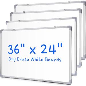 Tinlade 4 Pack Magnetic Dry Erase White Boards, Whiteboard for Wall Drawing Board Silver Aluminum Frame Presentation Board for Office Home School Classroom(36 x 24 Inch)
