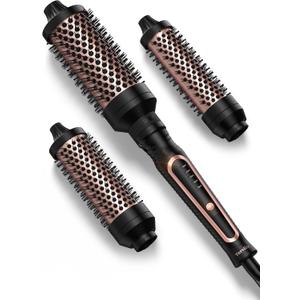 Terviiix PRO Thermal Brush Set for Voluminous Style, Non-blowing Heated Round Brush with Adjustable Temp, 3-in-1 Curling Brush with Detachable Head(1.25'',1.5'',1.77''), 20S Fast Heating with Dual MCH