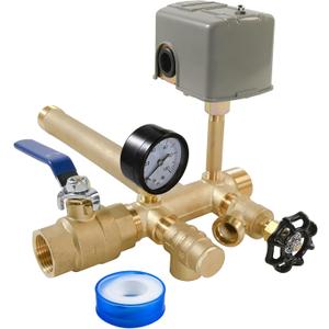1"x 11"Well Pressure Tank Tee Kit for Water Well Pressure Tank with 40-60Psi Pressure Switch, Brass Pressure Tank Installation Kit for Well Tank with Diameters Up to 16"
