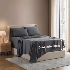 Nestl Extra Deep Pocket Queen Sheet Set - 6 Piece Breathable & Cooling Sheets - Hotel Luxury Bedding Set w/18-24 Inch Deep Pockets - Easy & Secure Fit - Super Soft, Wrinkle Free & Comfy - Dark Gray