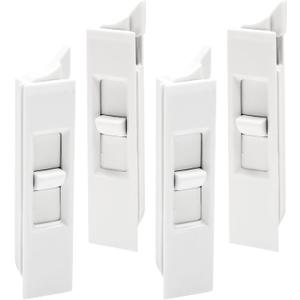 Biaungdo 2 Pairs Tilt Latch, Plastic Construction Window Tilt Latch Replacement, White Snap-in Latch Pairs Spring Loaded Window Latch Lock for Window Replacement Parts(Style A)